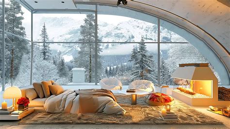 Snowy Winter Ambience Soothing Jazz In The Forest Bedroom Piano