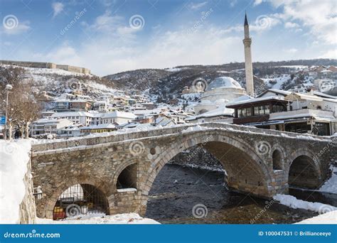 Paving Stones Bridge and Bistrica River of Prizren, Kosovo at W Stock ...