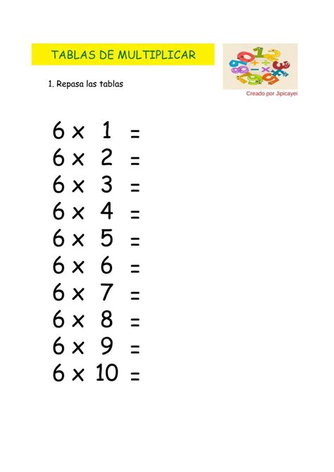 Tabla Del 6 Matemáticas Activity Live Worksheets