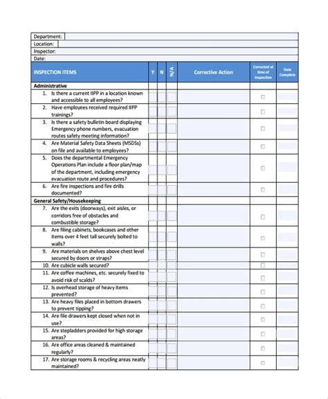 Tool Checklist Printable