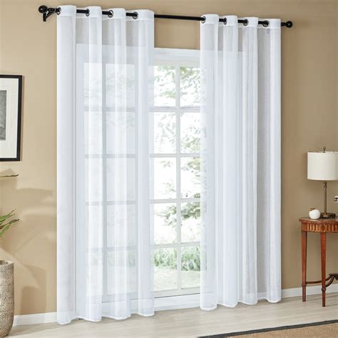 Top Finel White Sheer Curtains 84 Inches Long For Bedroom Living Room