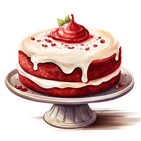 Aquarelle De Gâteau De Velours Rouge Gâteau Américain Classique Concept