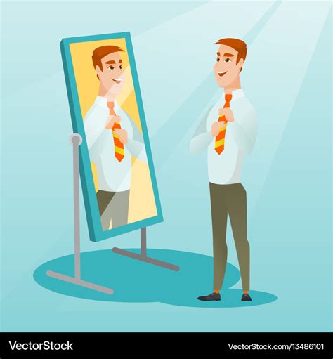 Business Man Looking Himself In The Mirror Vector Image