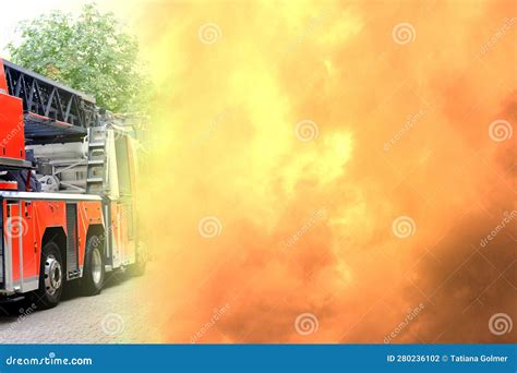 frankfurt germany september   red fire truck   courtyard