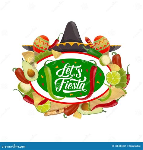 Mexican Sombrero And Maracas Cinco De Mayo Party Stock Vector Illustration Of Food Holiday