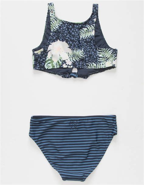 Roxy Heaven Wave Crop Top Girls Bikini Set Navy Tillys