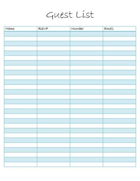 Wedding Guest List Excel Template Free