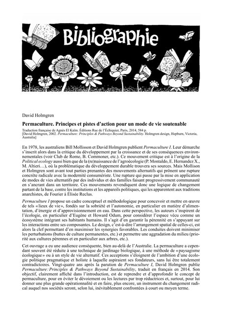 Pdf Bibliographie Permaculture Principes Et Pistes Daction Pour