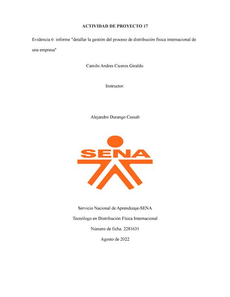 EV 5 AA 17 Nice ACTIVIDAD DE PROYECTO 17 Evidencia 6 Informe