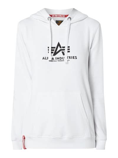 Alpha Industries Hoodie Mit Logo Print Weiss Online Kaufen