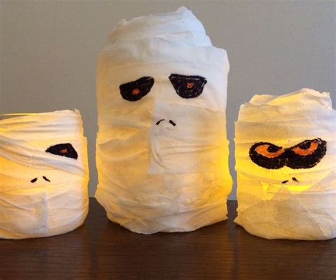 Spooky Halloween Mummy Jar Lanterns Easy Halloween Decorations