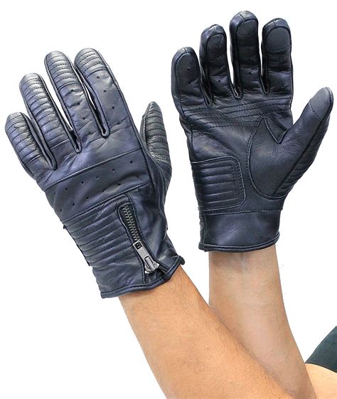 Vented Biker Gloves w/Zip Cuff & Cell Phone Fingertips #G8416VZK ...