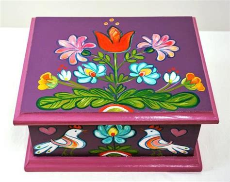 Original Hungarian Tulip Chest Hungarian Folk Art Motifs Scatole Di