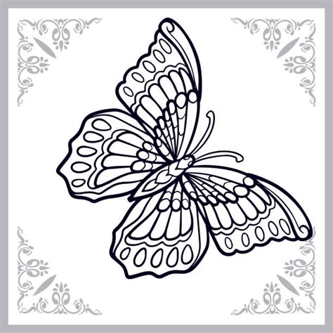 Butterfly Abstract Mandala Zentangle Illustrations Royalty Free Vector