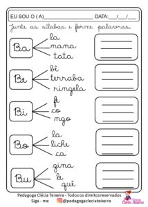 Atividades Para Formar Palavras Cl Cia Teixeira