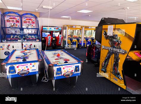 Inside / interior of a popular traditional seaside arcade with ...