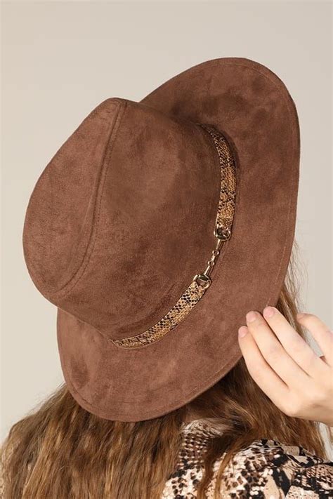 Suede Panama Hat With Faux Snakeskin Band Also Available In Black