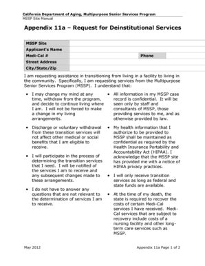 Fillable Online Aging Ca REQUEST FOR DEINSTITUTIONALIZATION SERVICES