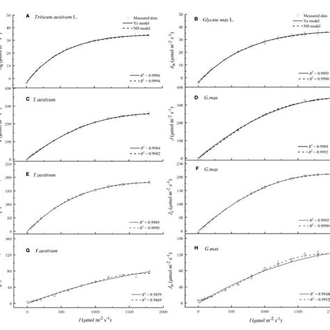 Light Response Curves Of Net Photosynthetic Rate A B Electron