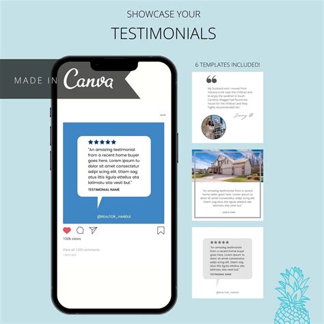 EDITABLE Testimonial Template Real Estate Template Realtor Canva Template - Etsy