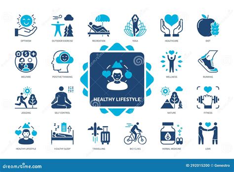 Healthy Lifestyle Solid Icon Set Stock Illustration Illustration Of