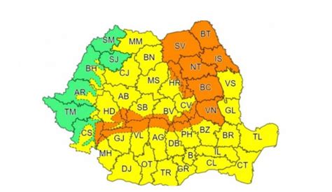 COD GALBEN de ninsori și viscol la Cluj ANM a actualizat prognoza