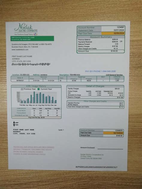 North Dakota Fake Utility Bill Template