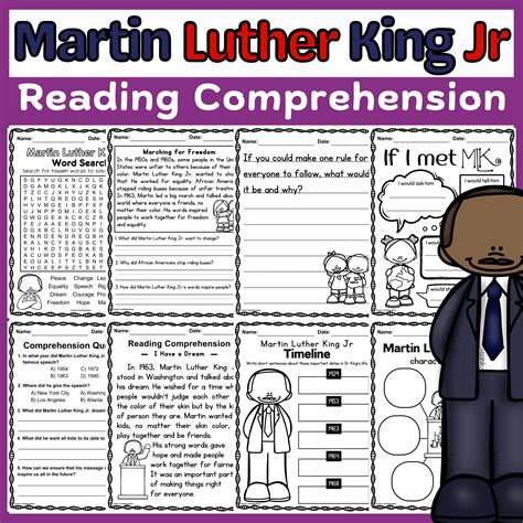 Martin Luther King Jr Reading Comprehension Passages Questions MLK