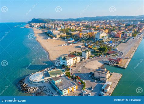 Aerial View of the Beach in Italian Town Pesaro Stock Image - Image of walk, aerial: 245594129