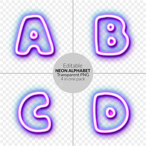 Neon Letras Del Alfabeto Png Dibujos Letras Del Alfabeto Neón Efecto De Texto De Neón Png Y