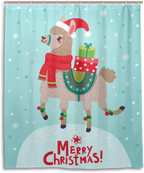 Skysonic Home Decor Shower Curtain By Merry Christmas Deer Waterproof