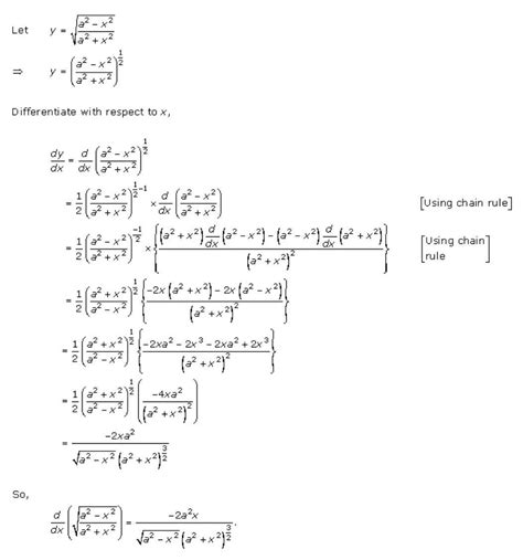 Differentiation Of Under Root A Square Minus X Square Upon A Square X Square