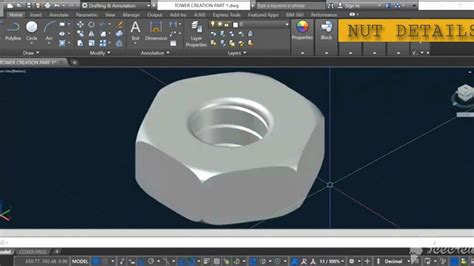 HEX NUT DETAILS 3D Autocad Drawing YouTube