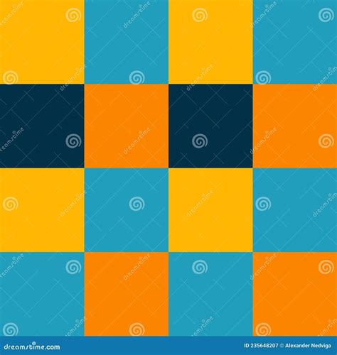 Yellow Orange Blue Black Large Seamless French Checkered Pattern Big