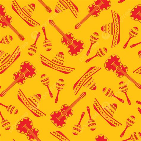 National Mexican Objects Seamless Pattern Background Card Decorative