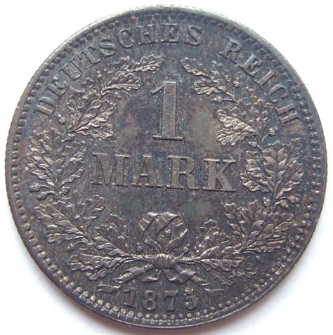 Münze Deutsches Reich Kaiserreich Silber 1 Mark 1875 J in fast