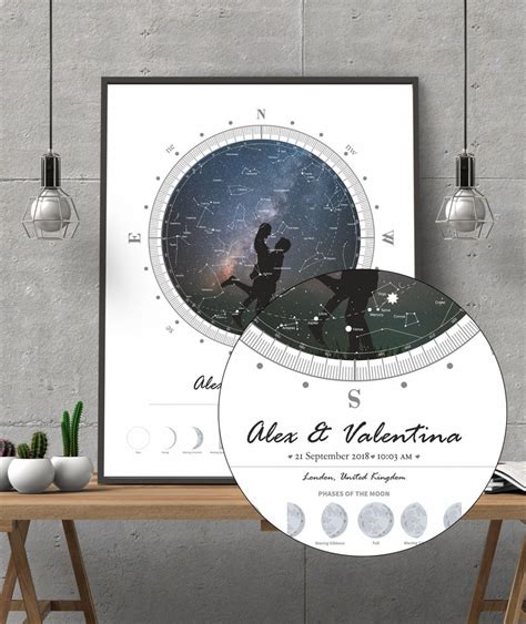 Custom Star Map Night Sky Map By Date Gift Watercolor Digital File