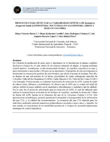 Protocolo para detectar la variabilidad genética de Spodoptera