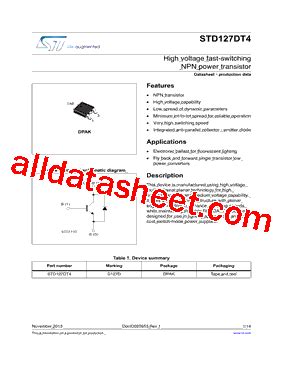 D127D Marking STD127DT4 Datasheet PDF STMicroelectronics