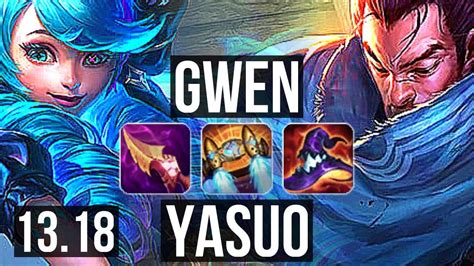 GWEN Vs YASUO MID 1300 Games 6 Solo Kills 900K Mastery EUW