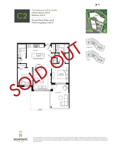 Plan E2 Two bedrooms, two baths SOLD OUT! 968 sf