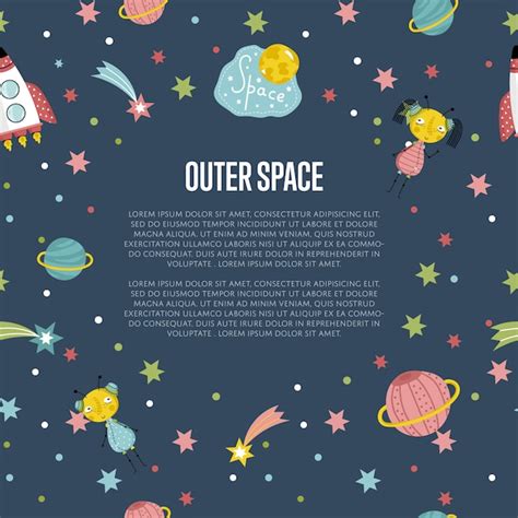 Premium Vector Outer Space Cartoon Background With Text Template