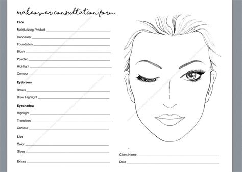 Printable Makeup Client Consultation Form Bettie P Okeefe