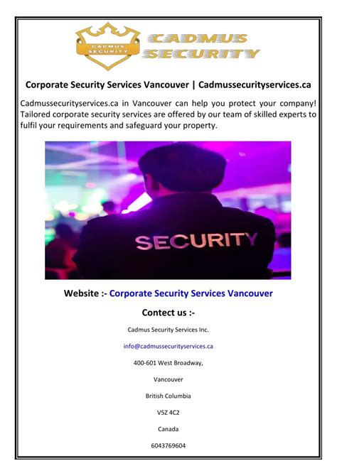 Ppt Corporate Security Services Vancouver Cadmussecurityservices Ca