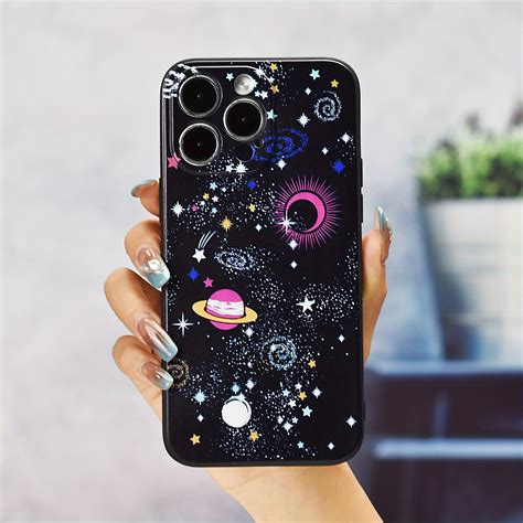 Cosmic Starry Sky Pattern Print Tpu Protective Phone Case Anti Fall