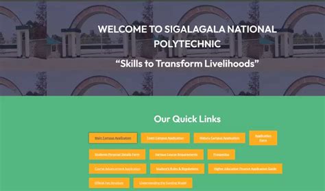 Sigalagala National Polytechnic Student Portal Registration Login