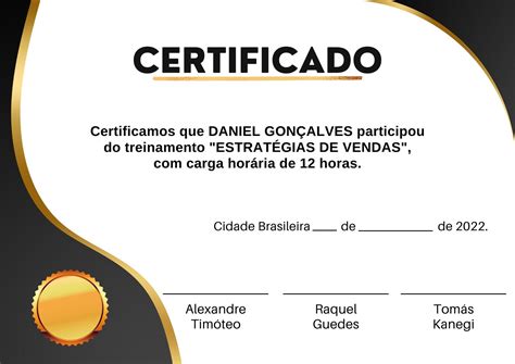 Modelo De Certificado De Curso Em Word Crie Certificados Profissionais