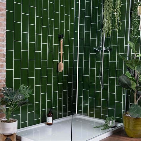 Park Gloss Green Flat Metro Tiles Walls And Floors