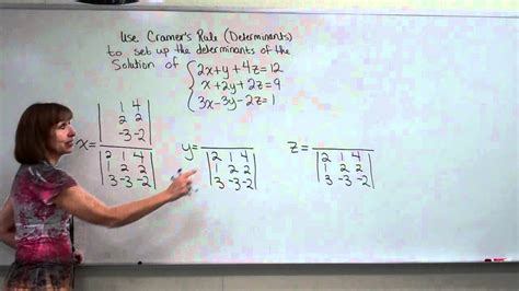 Setting Up The Determinants To Solve A Three Equation Three Variable System Of Equations Youtube