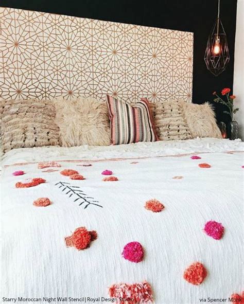 25 Luxurious Bedroom Feature Wall Stencils - DIY Painted Accent Walls